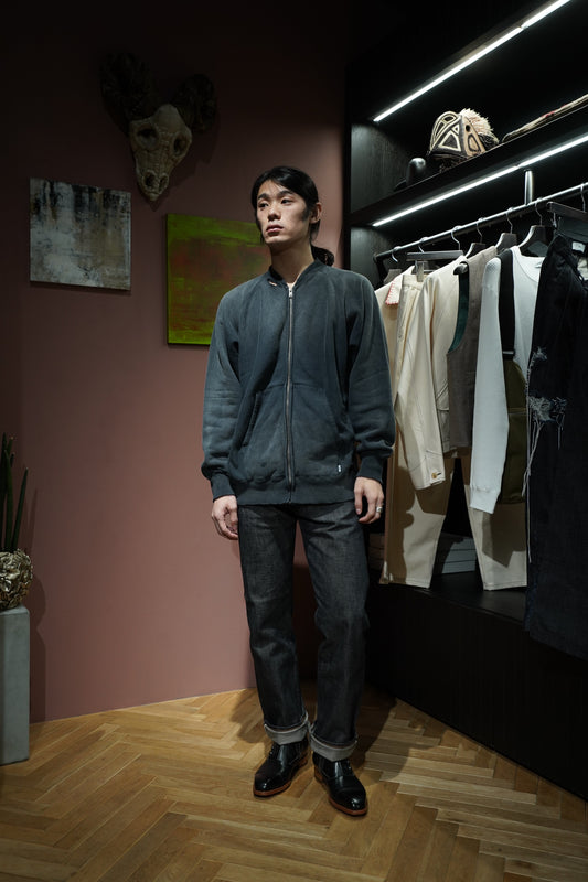 SUGARHILL AGED ZIP-UP SWEAT SHIRT (ASH BLACK)