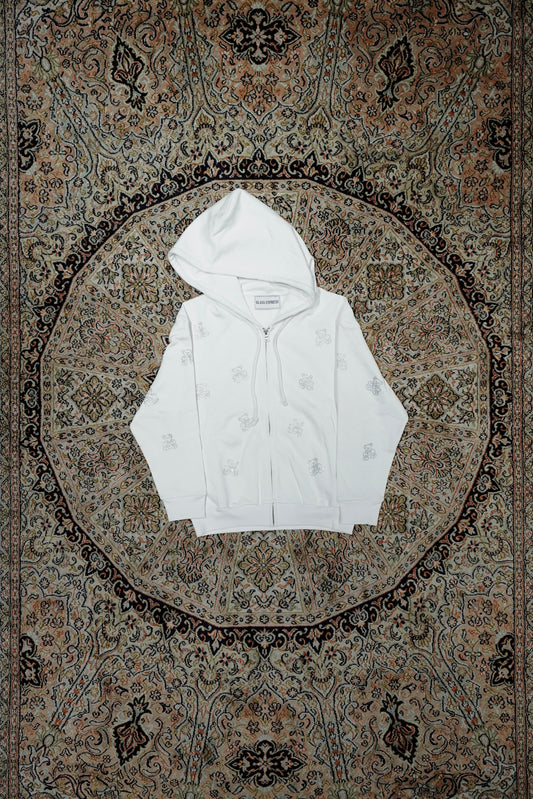 Glass Cypress White Teddy Bling Hoodie (White)